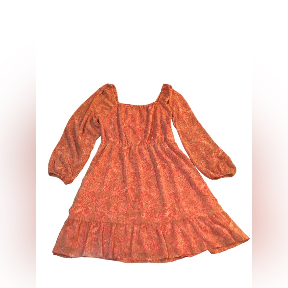Banana Republic fall vibes square neck tiered lined dress, size Medium